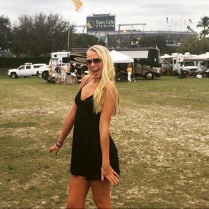 Black dress with cuts in back